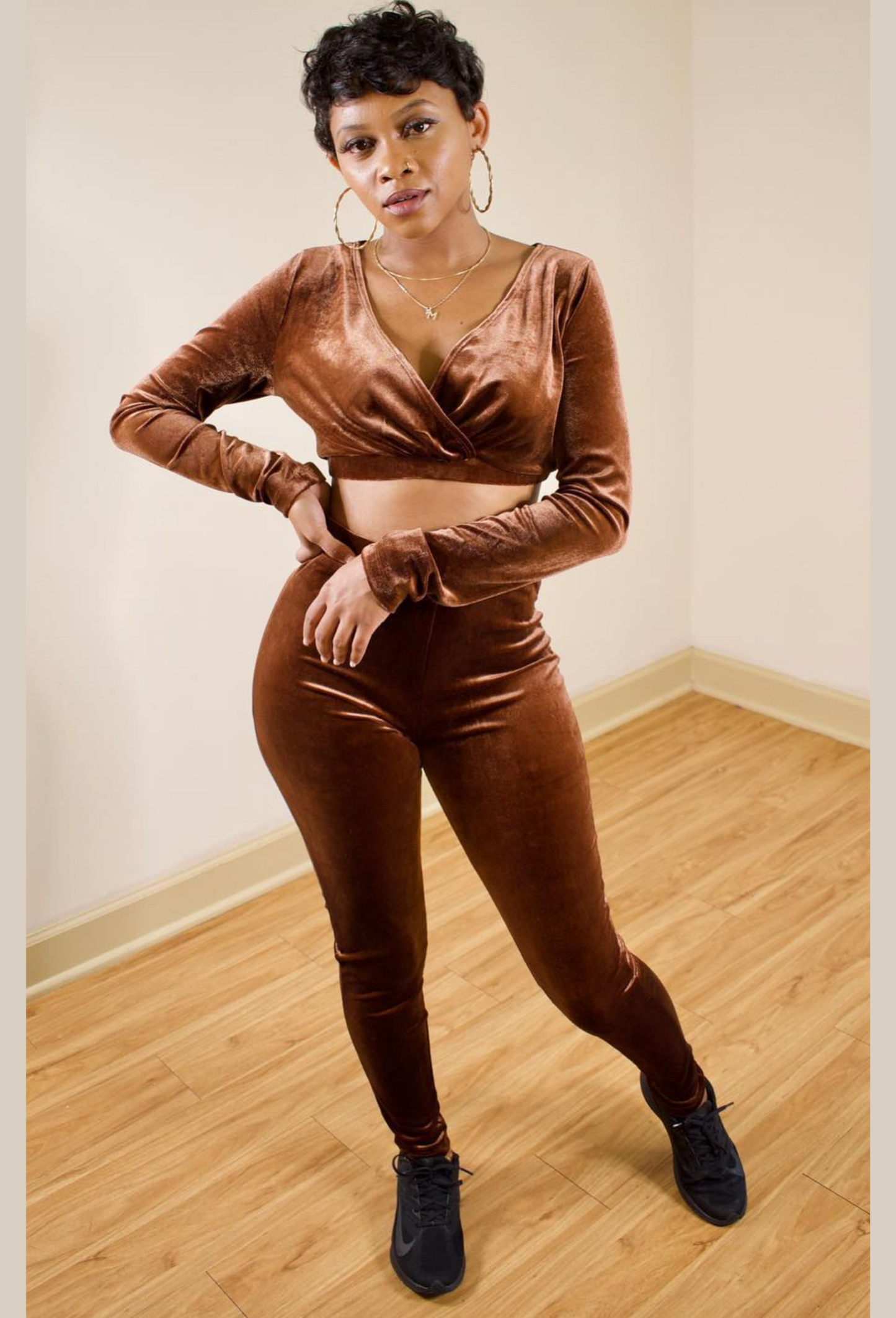 Chocolate Velvet Pants Set