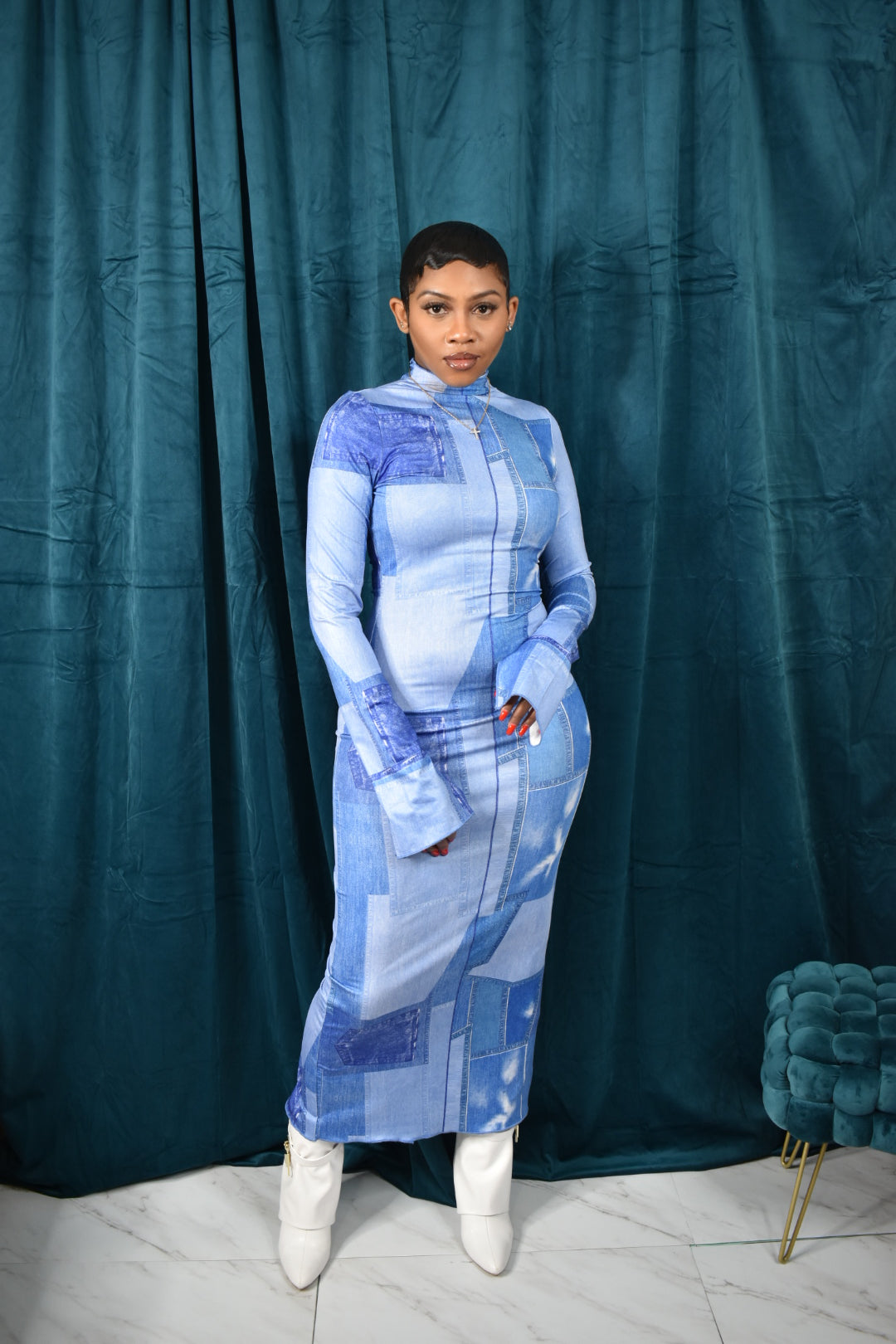 Modern Denim Patch Dress  Trendy Denim Dress - First Tribe – First Tribe